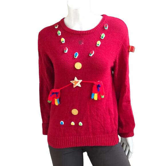 Ugly Sweater Kit Christmas Embellishment Sweater Red Women's Size Small - Picture 1 of 11